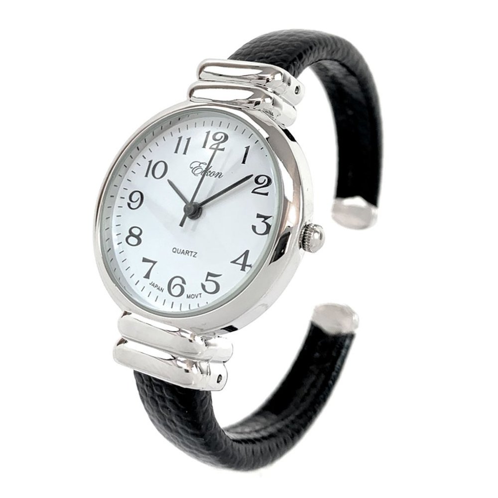 Silver Slim Case Women's Bangle Cuff Watch